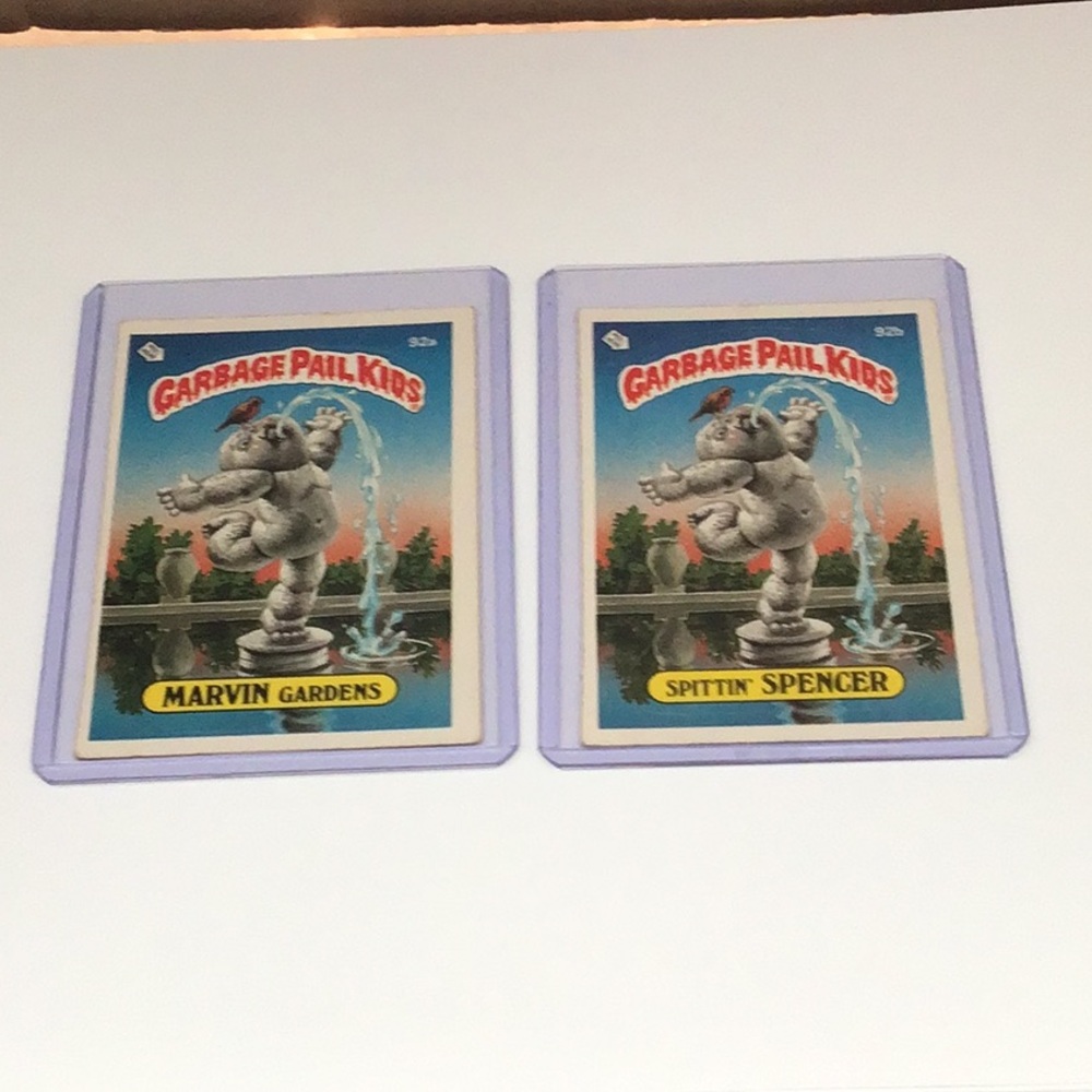 Garbage Pail Kids MARVIN Gardens 92a. And SPITTIN SPENCER 92b